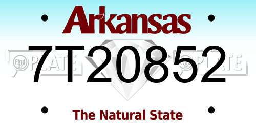 7T20852 Arkansas License Plate