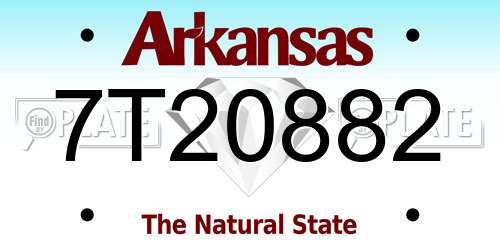7T20882 Arkansas License Plate