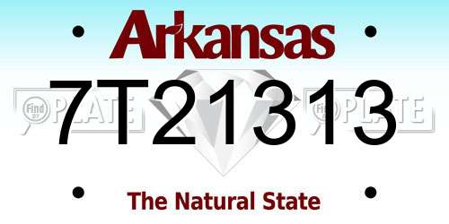 7T21313 Arkansas License Plate