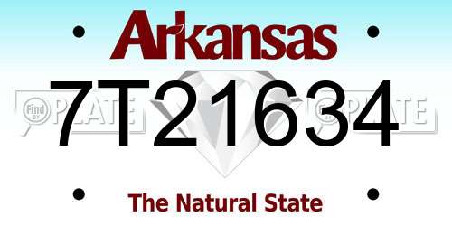 7T21634 Arkansas License Plate