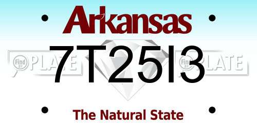 7T25I3 Arkansas License Plate