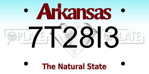 7T28I3 Arkansas License Plate