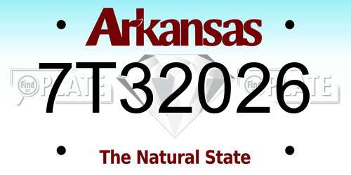 7T32026 Arkansas License Plate