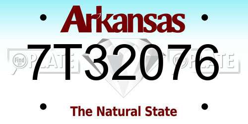 7T32076 Arkansas License Plate
