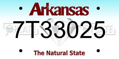 7T33025 Arkansas License Plate