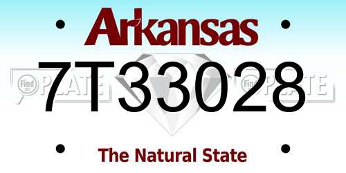 7T33028 Arkansas License Plate