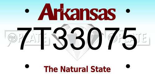 7T33075 Arkansas License Plate