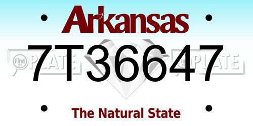 7T36647 Arkansas License Plate