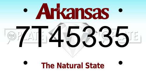 7T45335 Arkansas License Plate