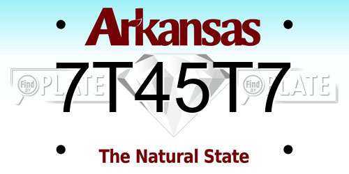 7T45T7 Arkansas License Plate