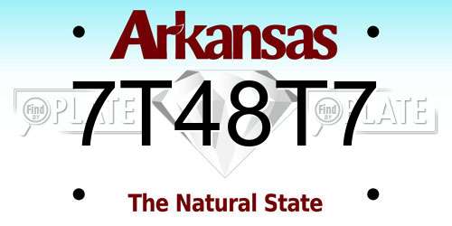 7T48T7 Arkansas License Plate