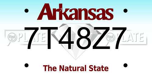 7T48Z7 Arkansas License Plate