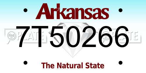 7T50266 Arkansas License Plate