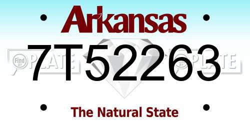 7T52263 Arkansas License Plate
