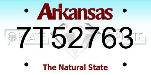 7T52763 Arkansas License Plate