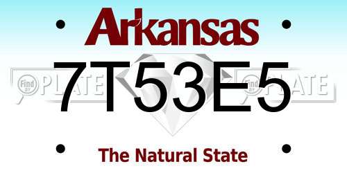7T53E5 Arkansas License Plate