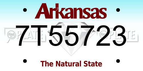 7T55723 Arkansas License Plate
