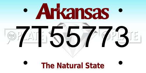 7T55773 Arkansas License Plate