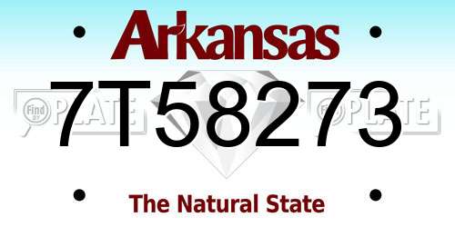 7T58273 Arkansas License Plate
