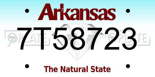 7T58723 Arkansas License Plate