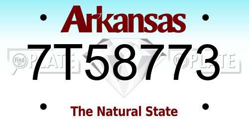 7T58773 Arkansas License Plate