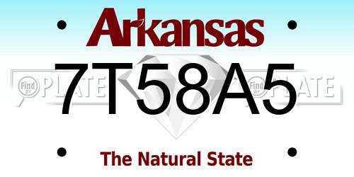 7T58A5 Arkansas License Plate