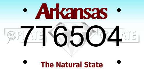 7T65O4 Arkansas License Plate