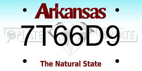 7T66D9 Arkansas License Plate