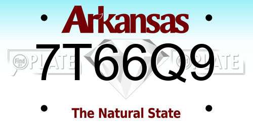 7T66Q9 Arkansas License Plate