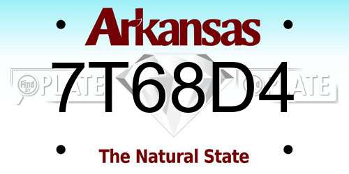 7T68D4 Arkansas License Plate