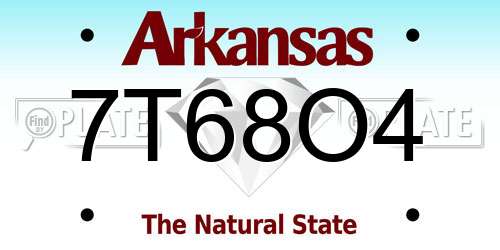 7T68O4 Arkansas License Plate
