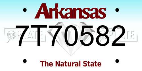 7T70582 Arkansas License Plate