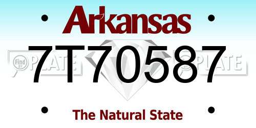 7T70587 Arkansas License Plate