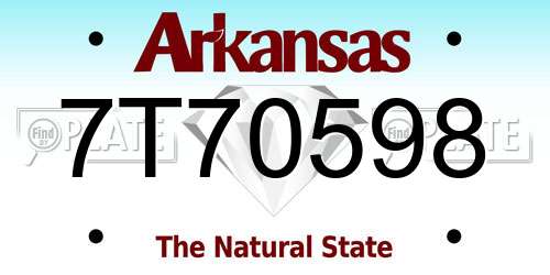 7T70598 Arkansas License Plate