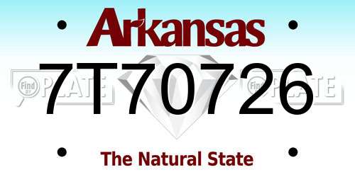7T70726 Arkansas License Plate