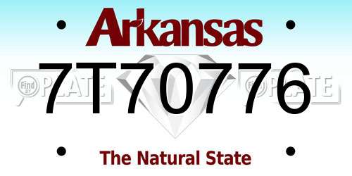 7T70776 Arkansas License Plate