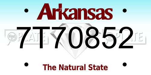 7T70852 Arkansas License Plate