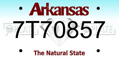 7T70857 Arkansas License Plate