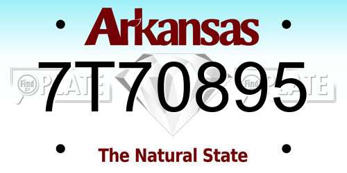 7T70895 Arkansas License Plate
