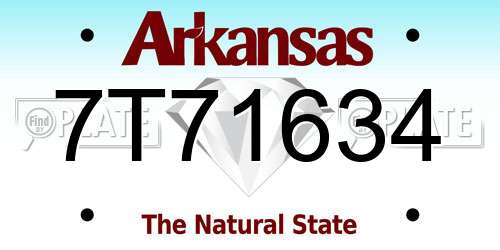 7T71634 Arkansas License Plate