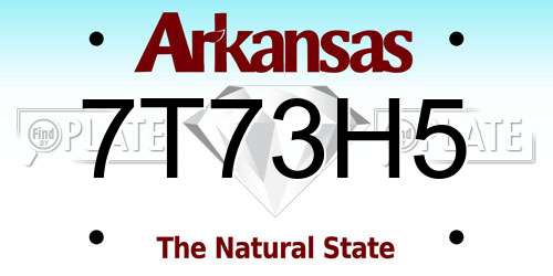 7T73H5 Arkansas License Plate