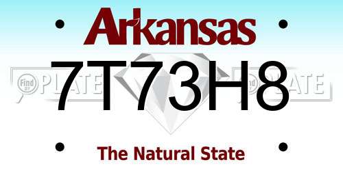 7T73H8 Arkansas License Plate