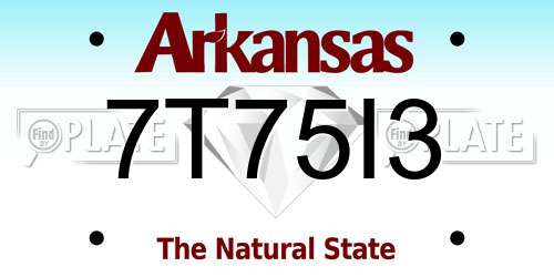 7T75I3 Arkansas License Plate