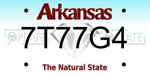 7T77G4 Arkansas License Plate