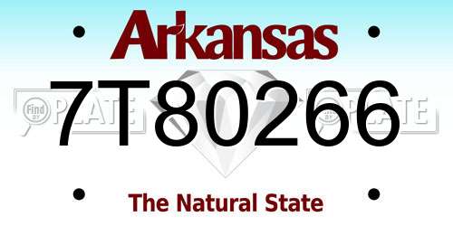 7T80266 Arkansas License Plate