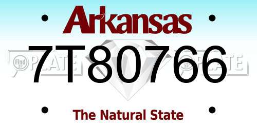 7T80766 Arkansas License Plate