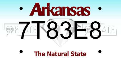 7T83E8 Arkansas License Plate