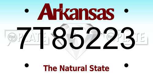 7T85223 Arkansas License Plate