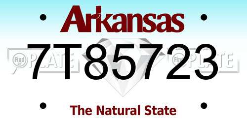 7T85723 Arkansas License Plate