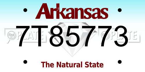 7T85773 Arkansas License Plate